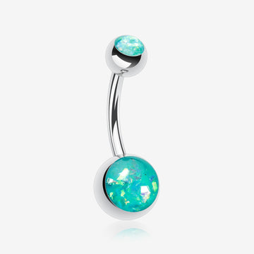 Opal Sparkle Shower Basic Belly Button Ring-Teal